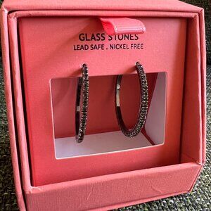 House of Harlow 1960 Black Sparkle Hoops